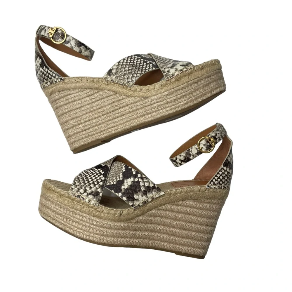 Tory Burch | Selby Snake-Print Wedge Platform Espadrilles 9